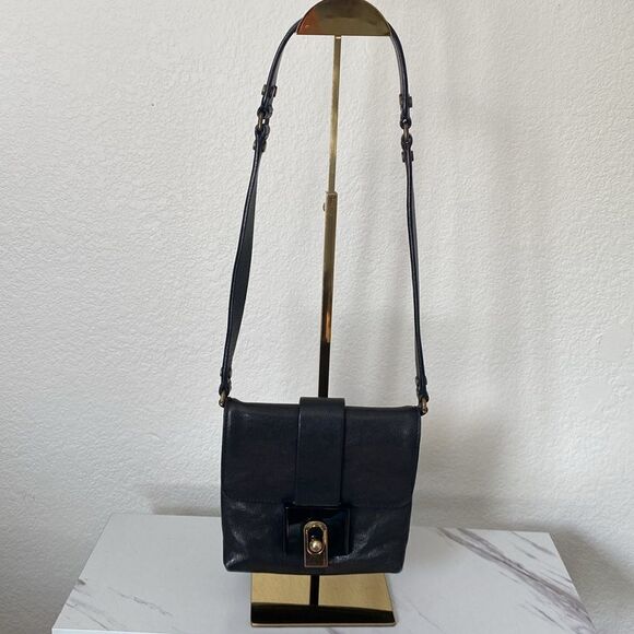 Vintage Lanvin Black Leather Mini Square Shoulder Bag - Picture 1 of 9